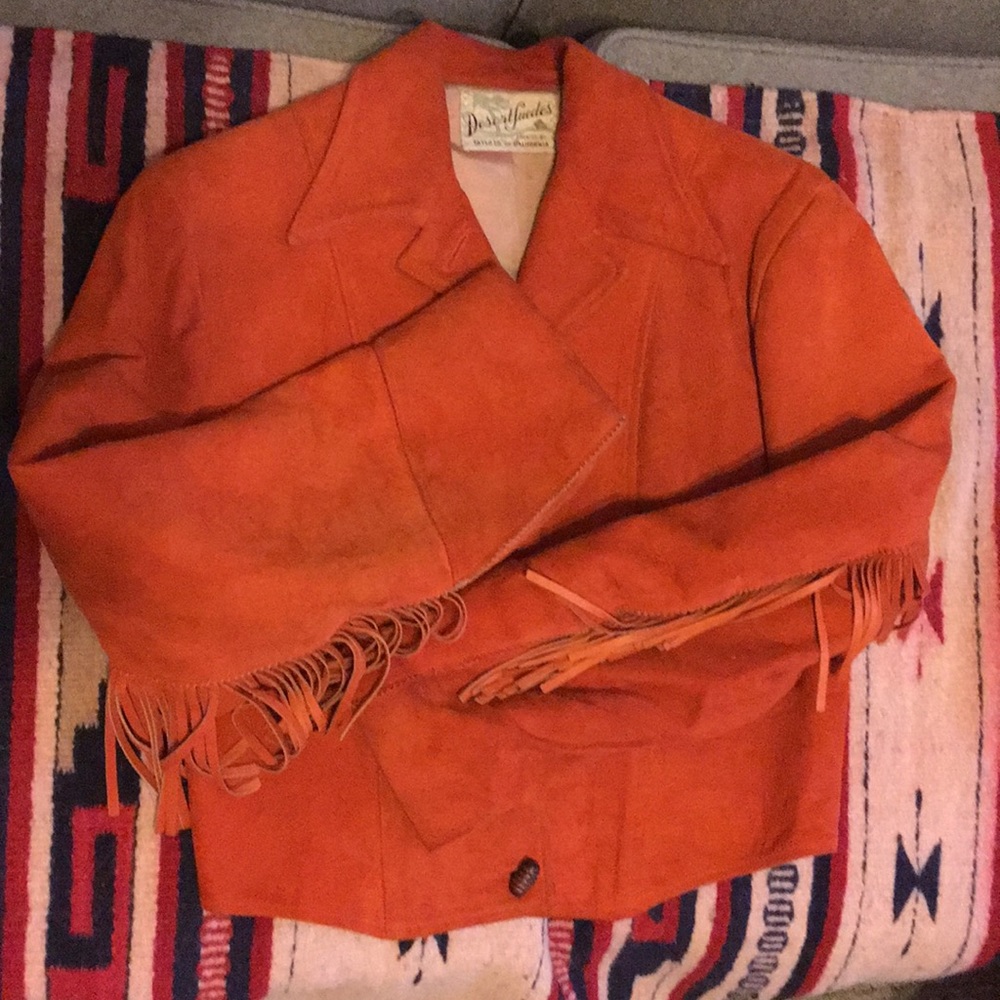 Vintage orange Desert Suedes jacket w/tassels